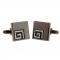 Gunmetal Greek Inset Crystals Cufflinks 1.JPG